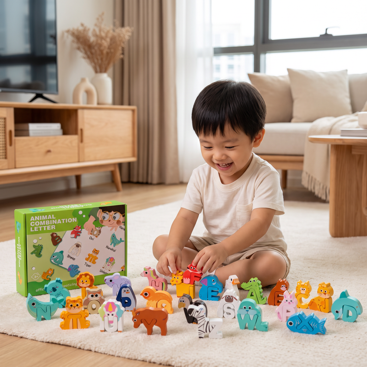 52-teiliges Montessori-3D-Alphabet-Bausteinset