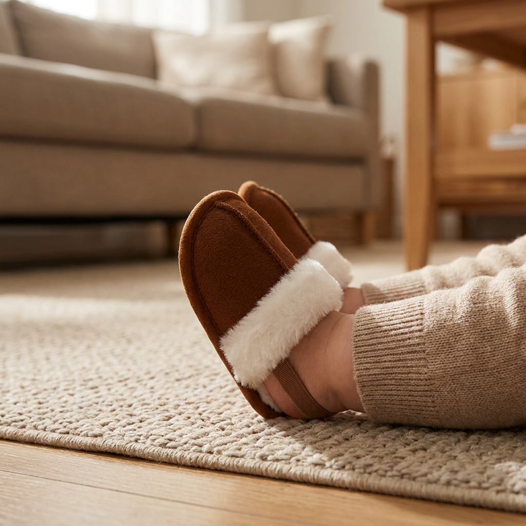 Fluffy Baby & Toddler Slippers with Soft Plush Lining and Non-Slip Soles