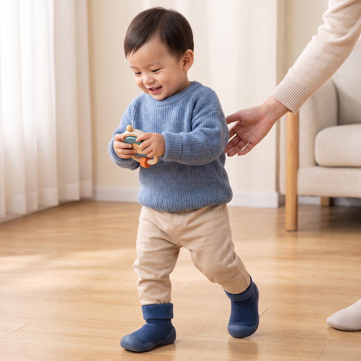 Warm Baby Walking Sock Shoes with Soft Non-Slip Soles