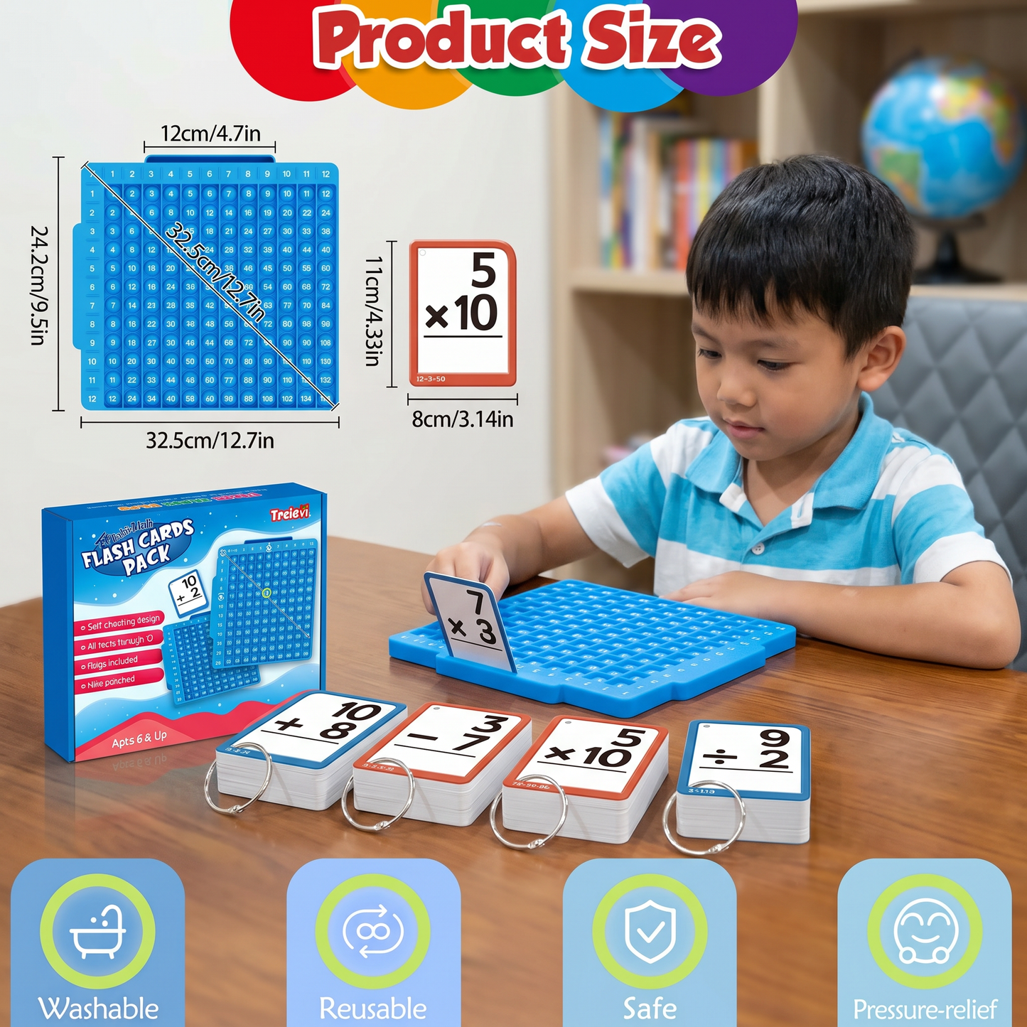 Math Learning Cards Set with Calculation Board – Addition, Subtraction, Multiplication & Division