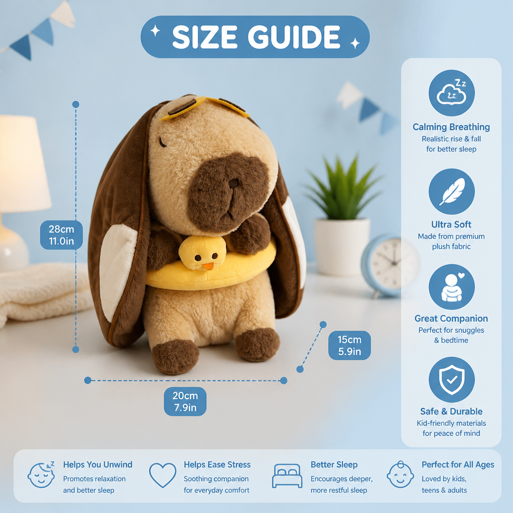 Breathing Capybara Plush Toy – Soft & Cuddly Sleep Companion
