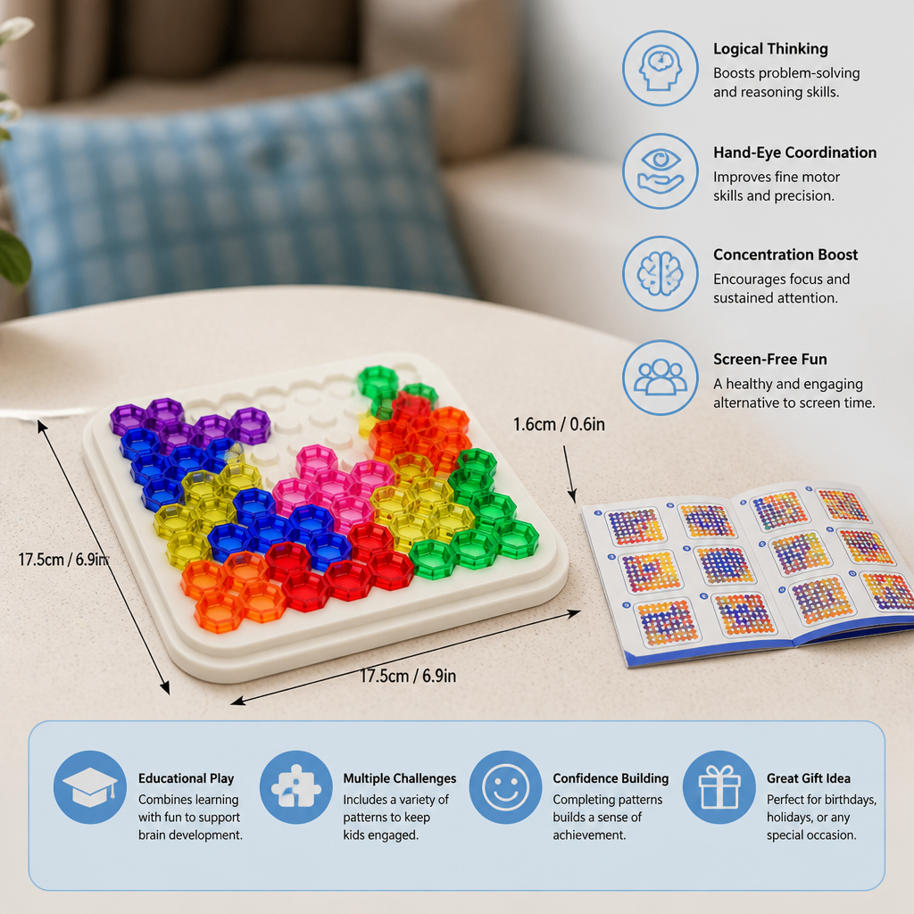 Rainbow Bead Puzzle Board – Logic & Problem-Solving Game