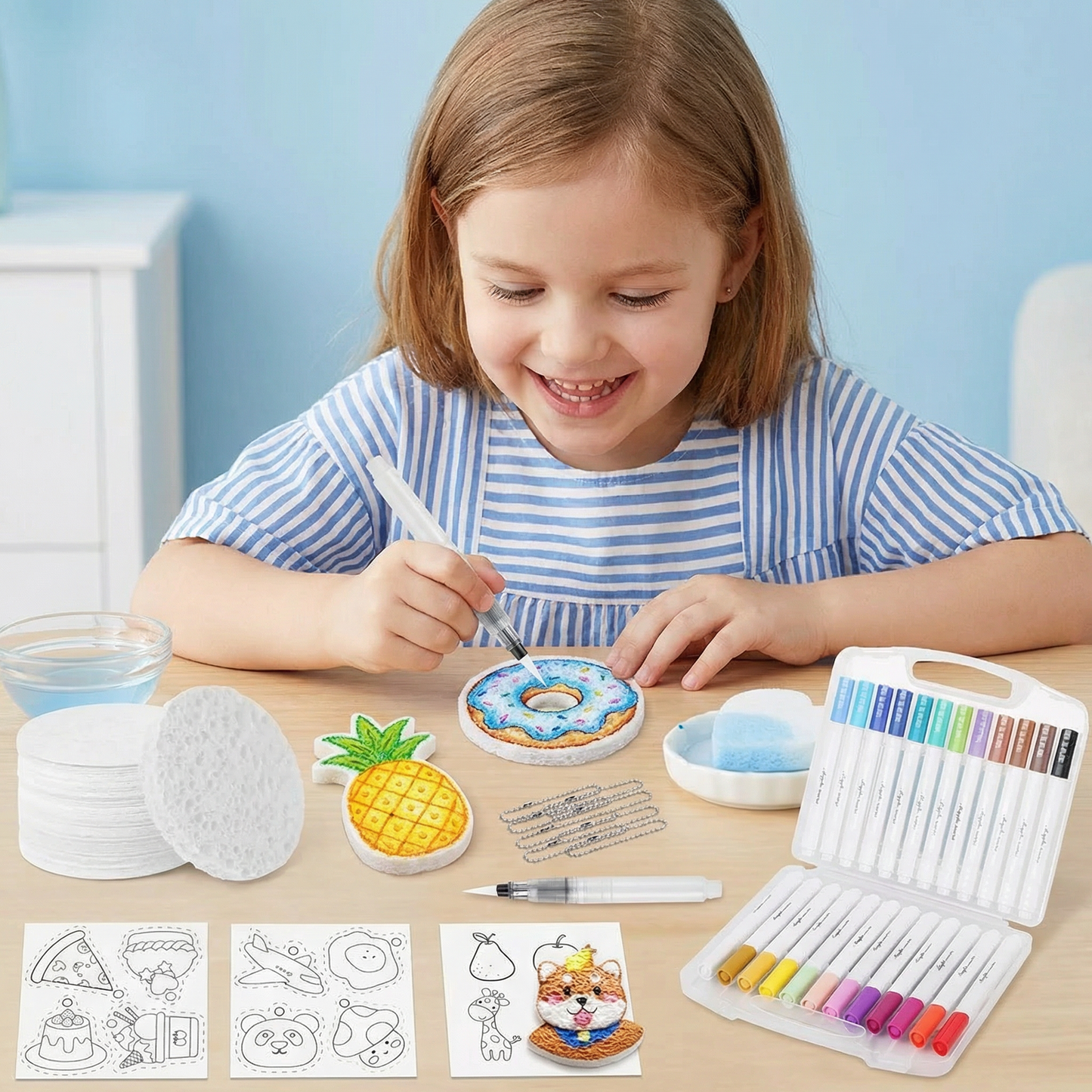Creative Sponge Painting Art Set for Kids – DIY Bubble Effect Craft Kit