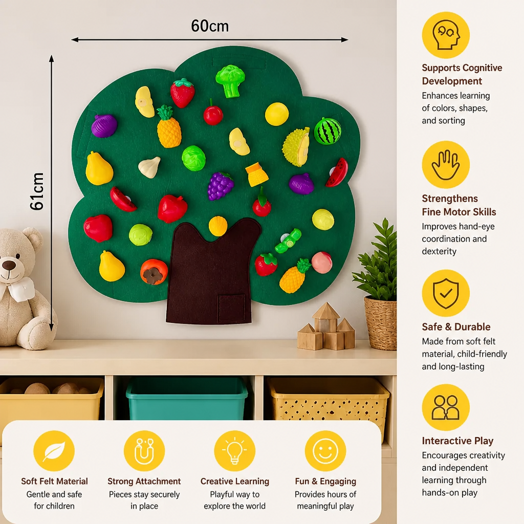 Felt Fruit Tree Activity Board – Montessori Learning Toy