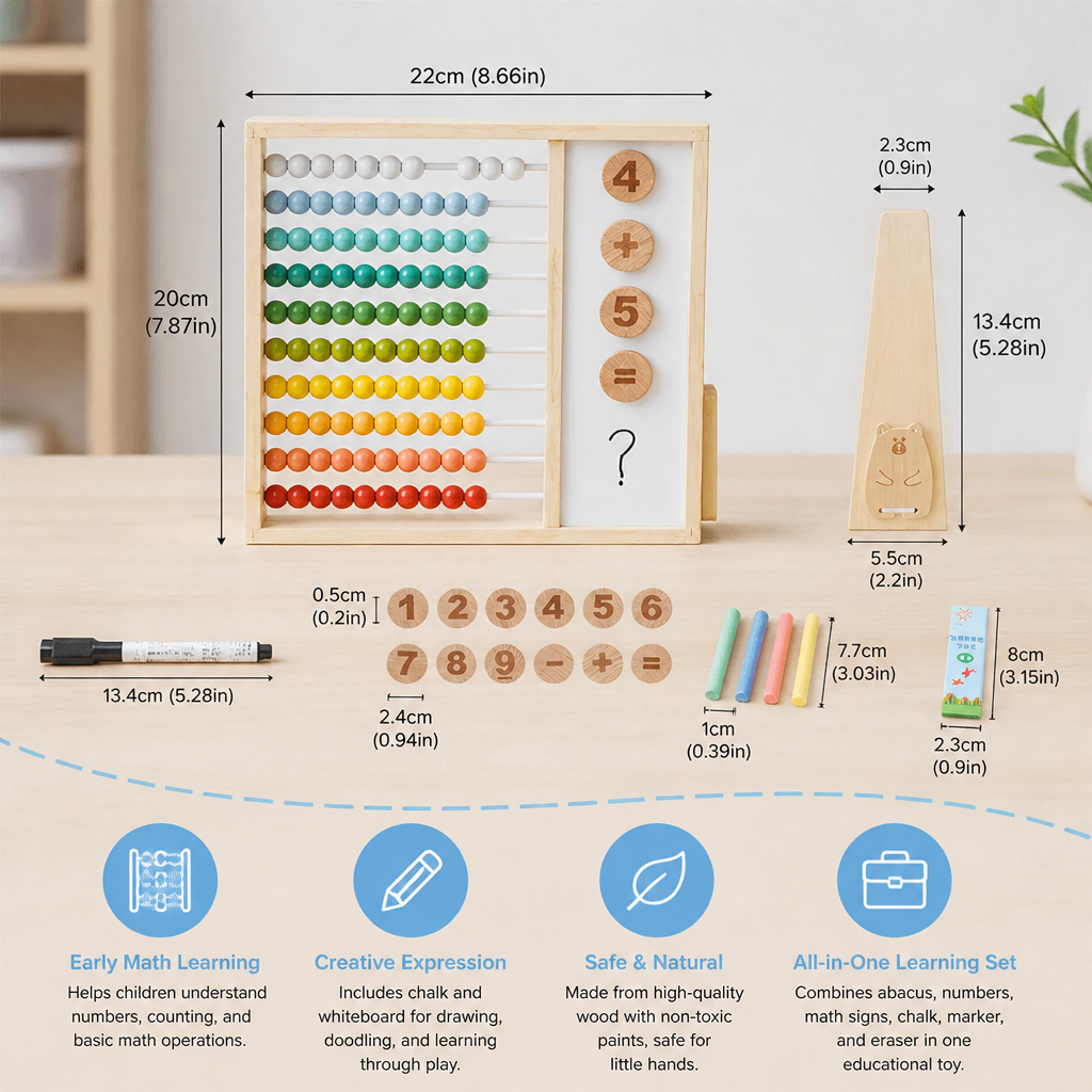 Magnetic Wooden Abacus for Kids – Educational Toy with Numbers and Colors