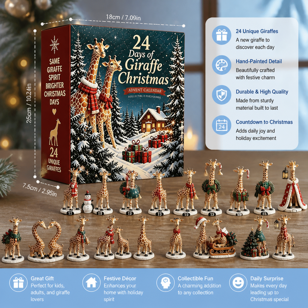 24-Day Christmas Giraffe Figurine Advent Calendar