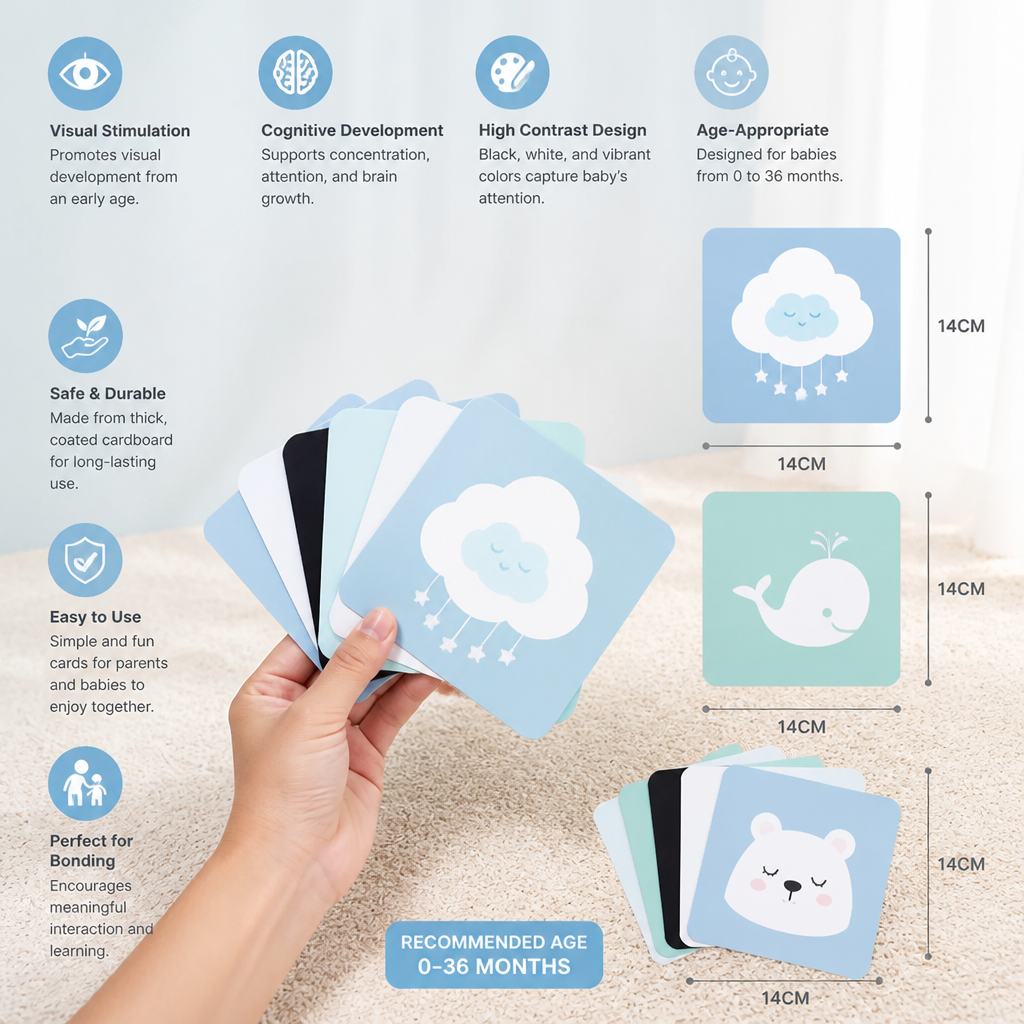 Montessori Baby Learning Flash Cards – Visual Stimulation, Color Recognition & Categorization Set