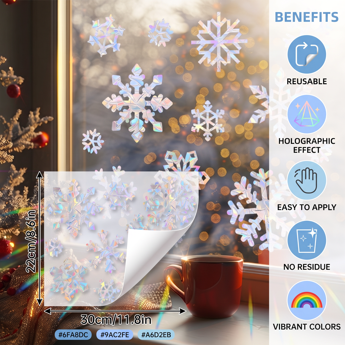 Reusable Snowflake Suncatcher Window Stickers