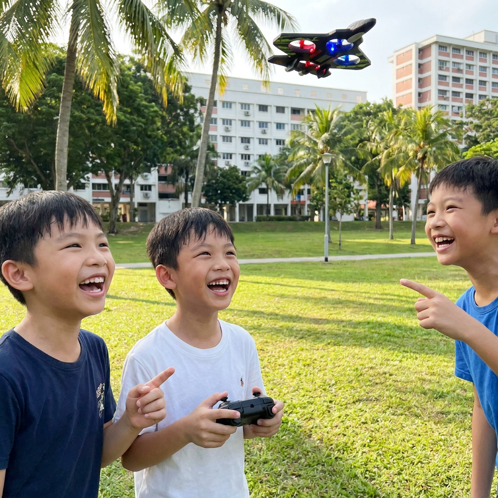 Durable Foam RC Fighter Jet Drone for Indoor & Outdoor Flying – 360° Flips & LED Lights