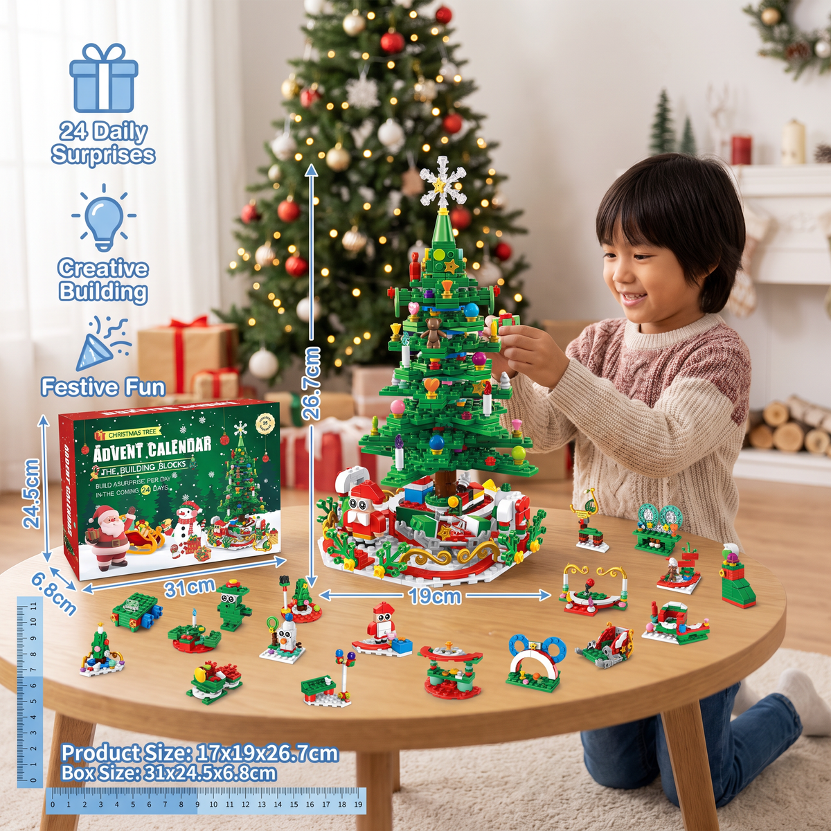 Christmas Tree Building Blocks Advent Calendar for Kids