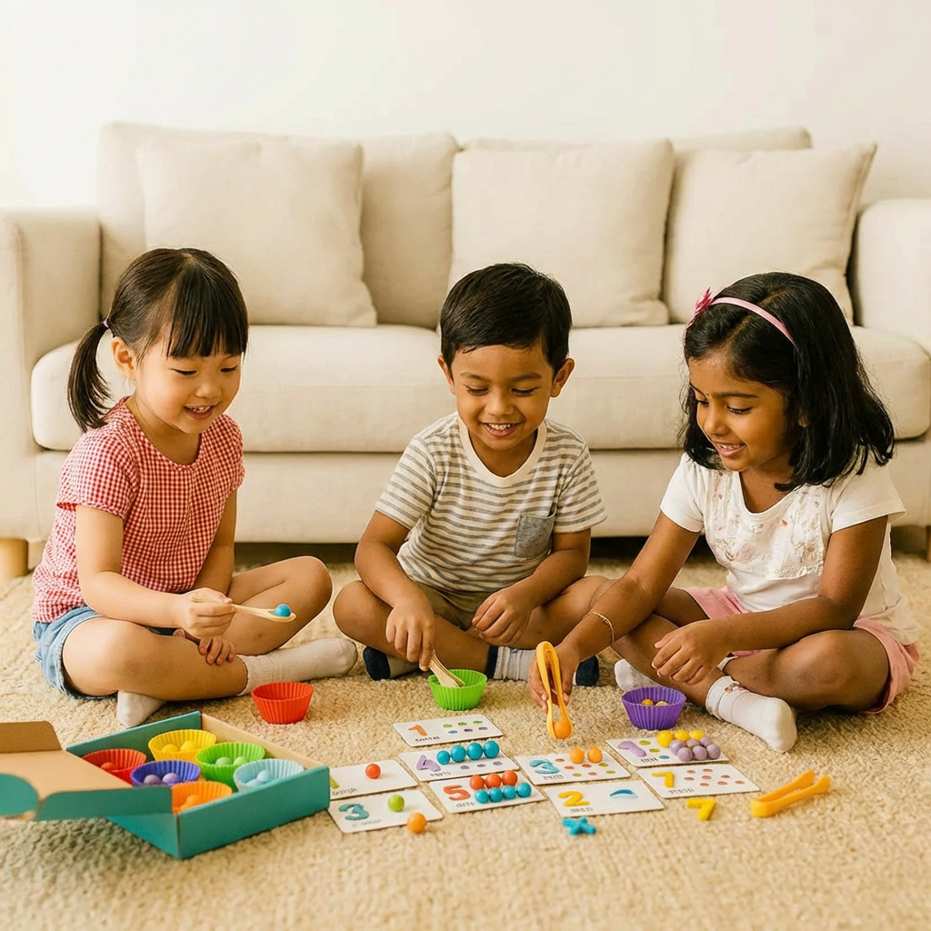 Montessori Math Puzzle for Kids ⎜ Educational Bead Matching Game for Number Recognition and Counting Skills