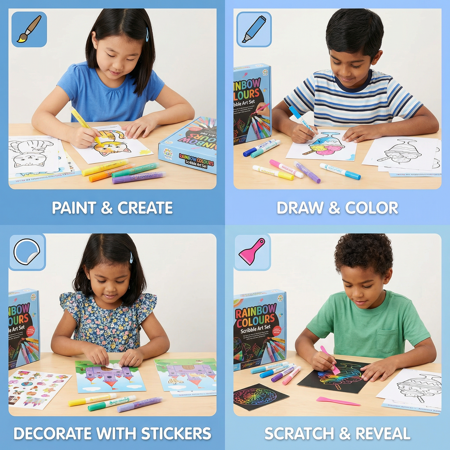 Creative Rainbow Colours Scribble Art Set