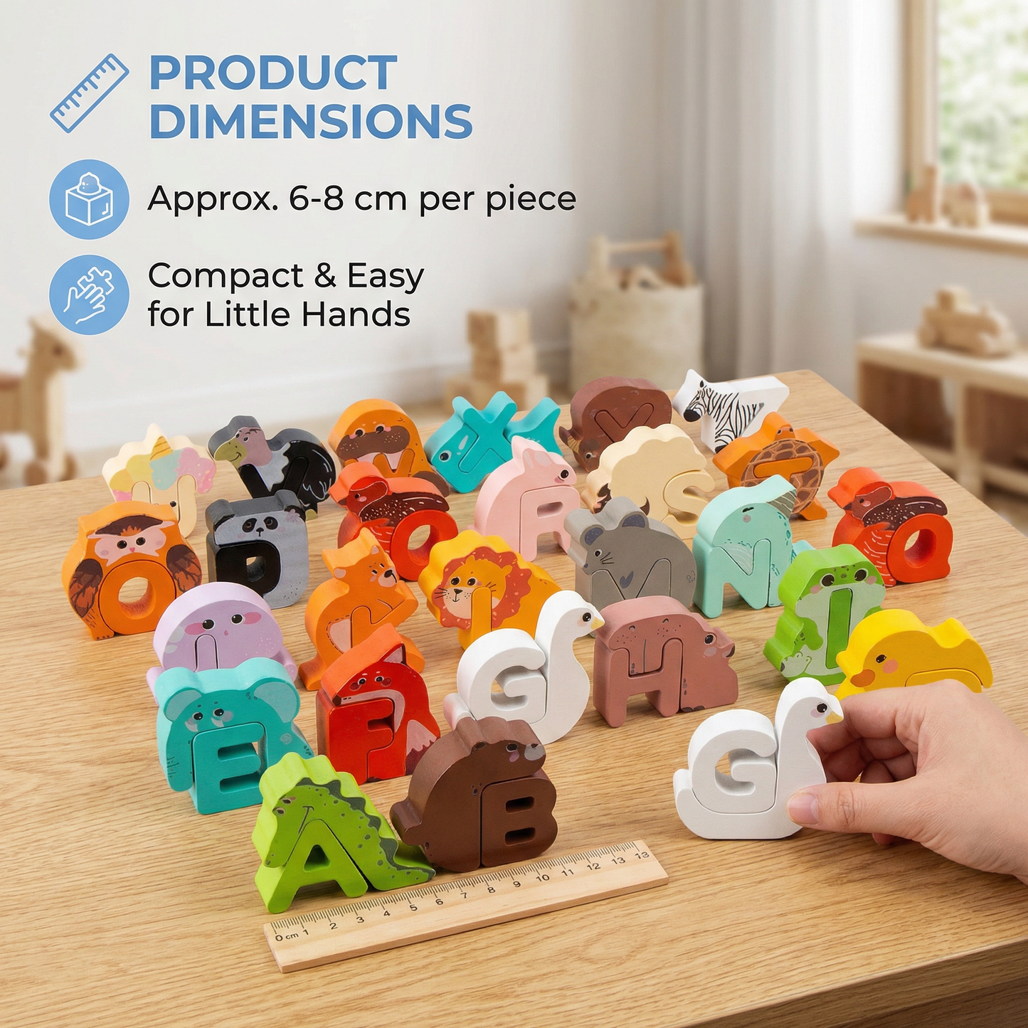 Wooden Animal Alphabet Puzzle – A–Z Educational Toy for Children