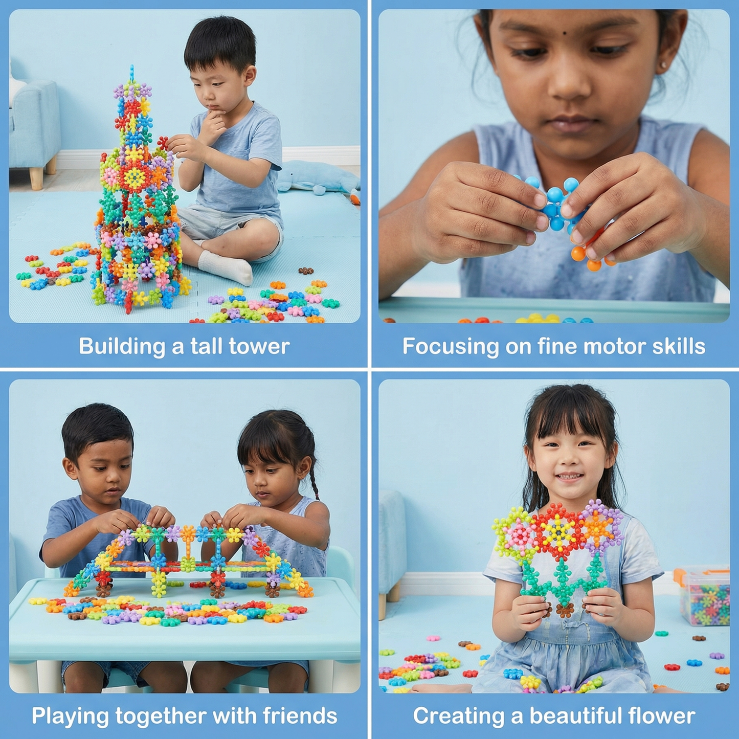 Snowflake Building Blocks for Children ⎜ Creative 3D Puzzle Toy for Educational Fun and Fine Motor Skills