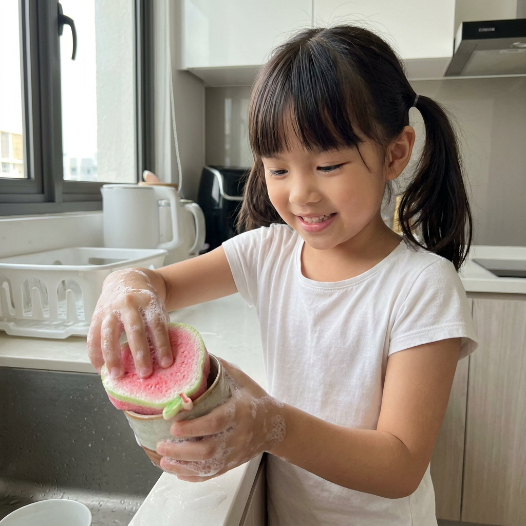 Fruit-Shaped Pop-Up Cellulose Sponges – 3-Pack of Plant-Based, Non-Scratch Kitchen Sponges