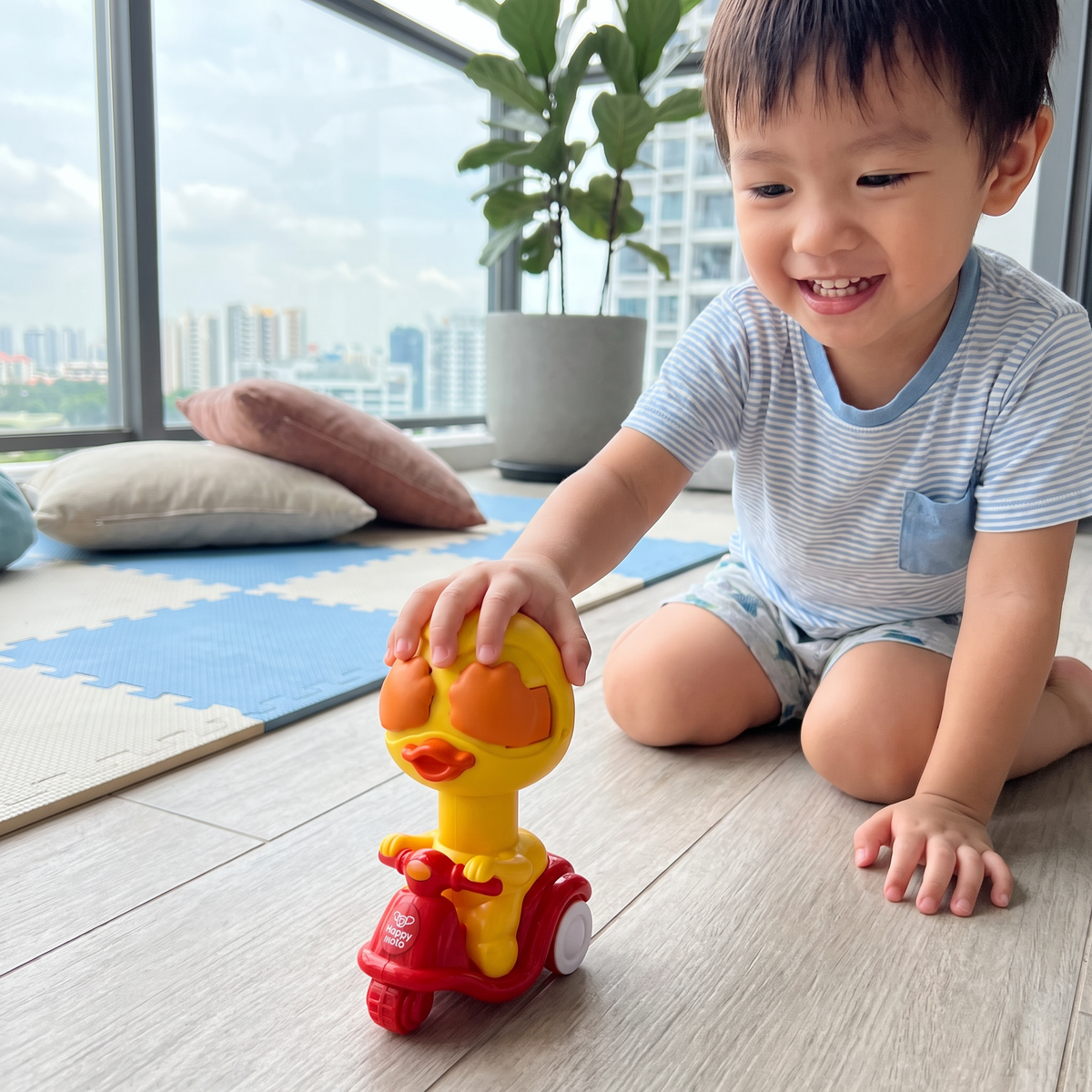 Press & Go Animal Motorcycle Toy – Cute Hide-and-Seek Character Car