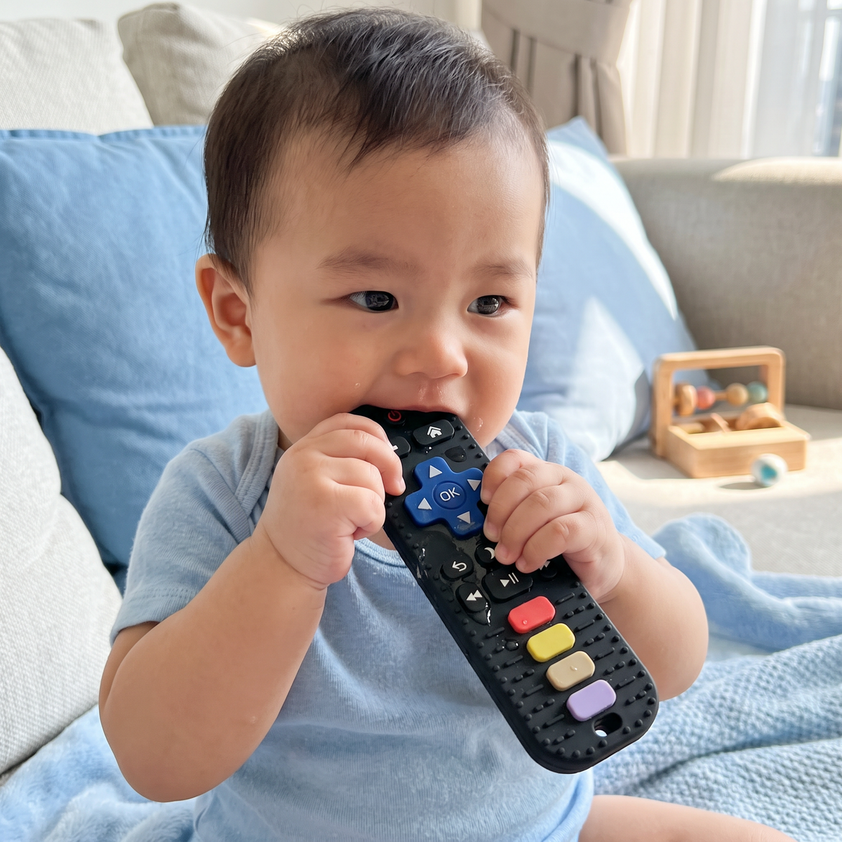 Silicone Remote Control Baby Teether – BPA-Free Sensory Chew Toy