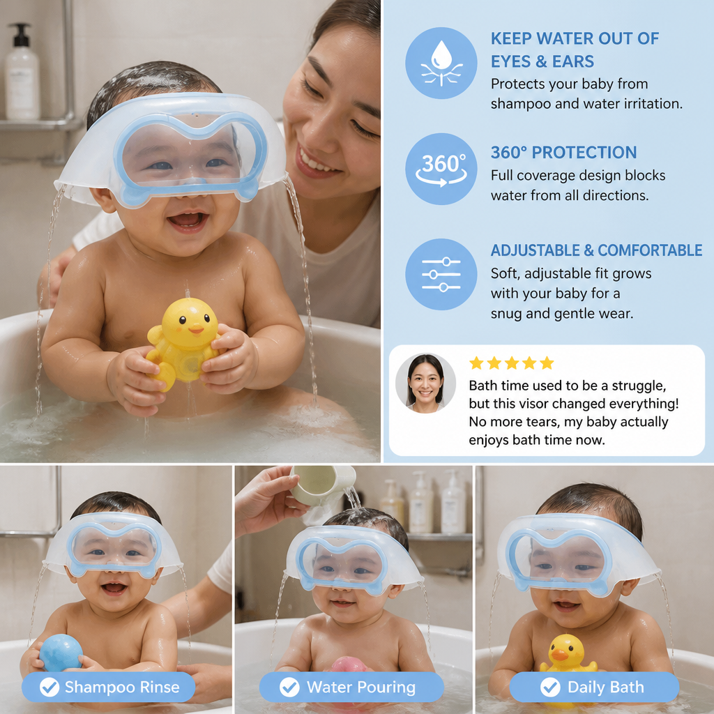Adjustable Baby Water & Shampoo Visor with 360° Eye & Ear Protection