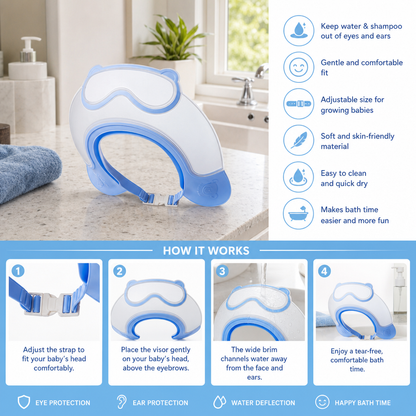 Adjustable Baby Water & Shampoo Visor with 360° Eye & Ear Protection