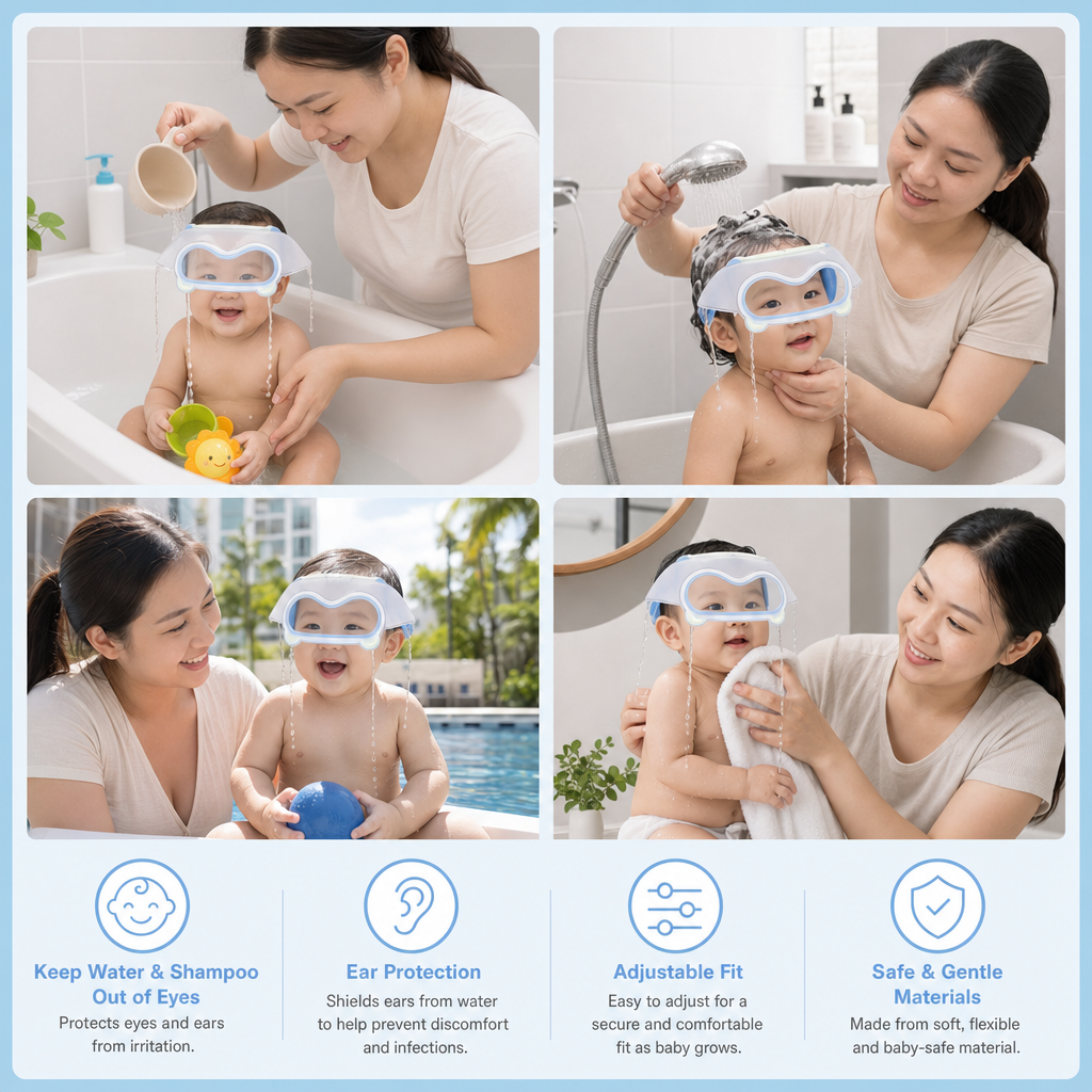 Adjustable Baby Water & Shampoo Visor with 360° Eye & Ear Protection