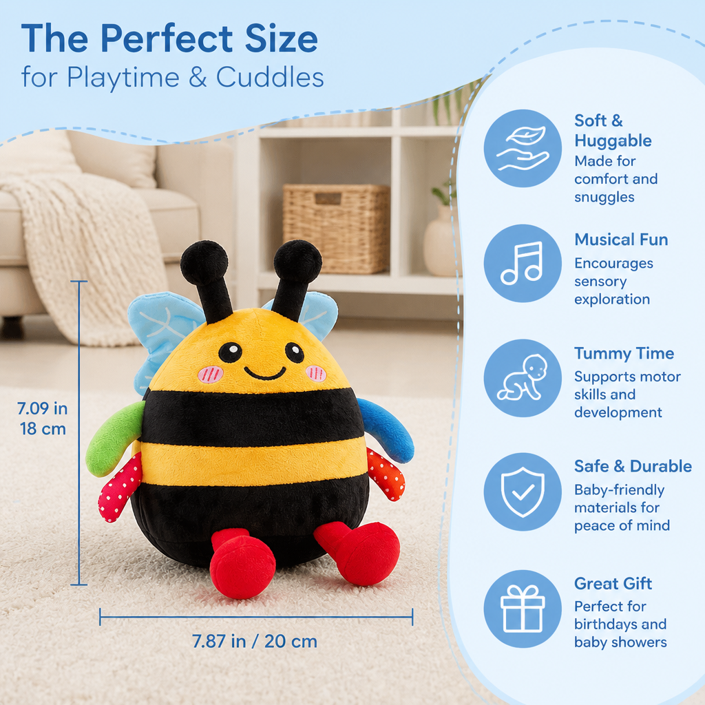 Interactive Musical Tummy Time Bee Plush Toy