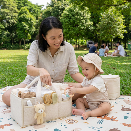 Plush Sherpa Baby Diaper Caddy – Storage Basket for Nursery & Changing Table