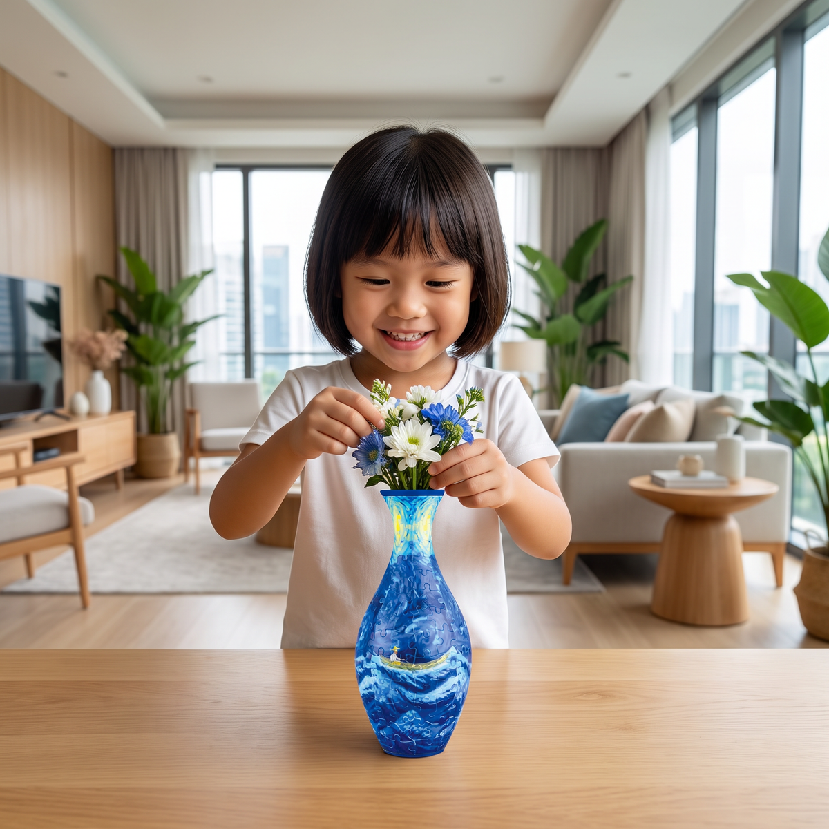 DIY 3D Jigsaw Puzzle Flower Vase