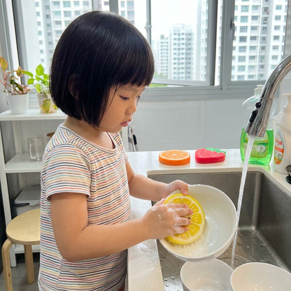 Fruit-Shaped Pop-Up Cellulose Sponges – 3-Pack of Plant-Based, Non-Scratch Kitchen Sponges