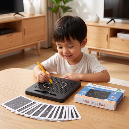 2-in-1 Magnetic Writing & Drawing Board with Snap-On Shape Tiles for Kids