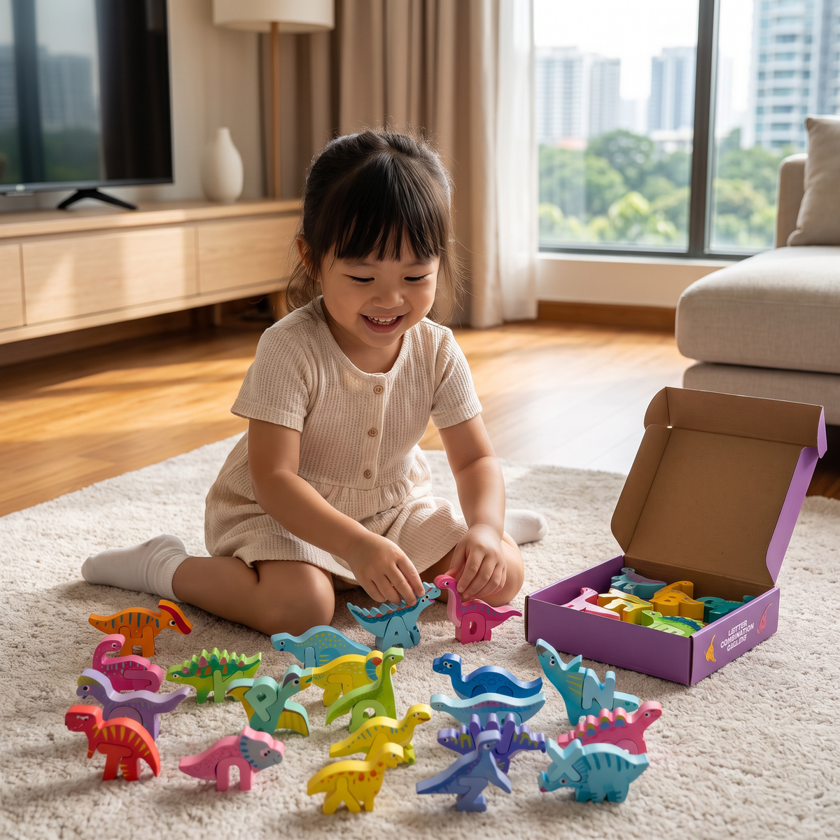 52-teiliges Montessori-3D-Alphabet-Bausteinset