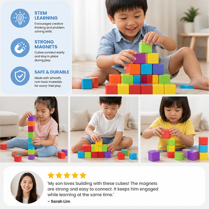 Toddler Safe 4.2cm Magnetic Building Cubes – STEM Learning Blocks