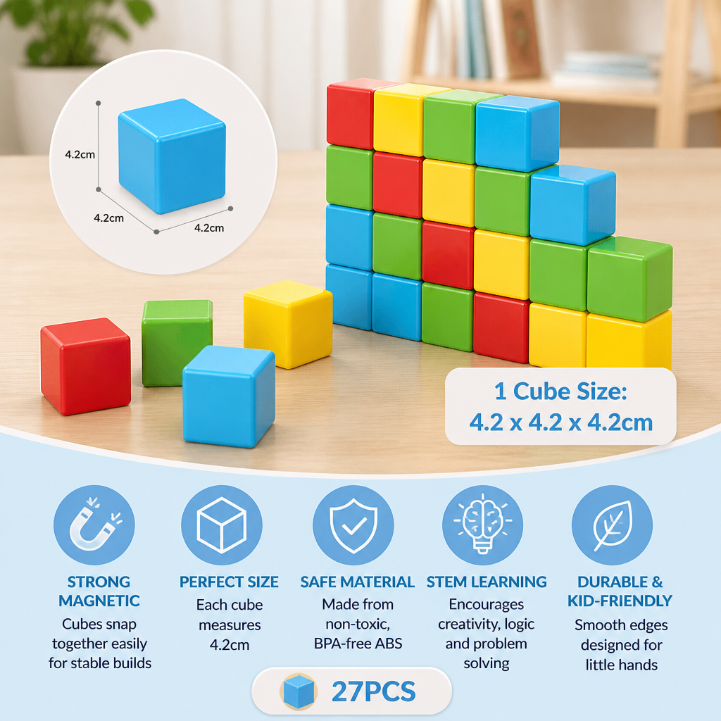 Toddler Safe 4.2cm Magnetic Building Cubes – STEM Learning Blocks