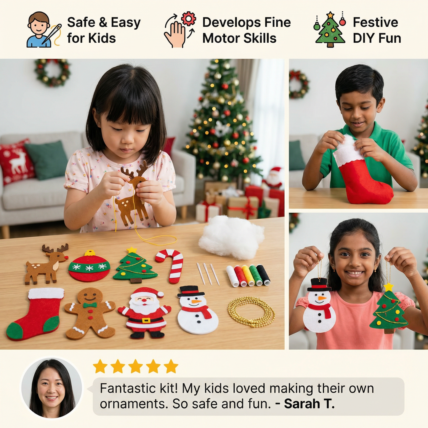 Safe Felt Christmas Set for DIY Sewing