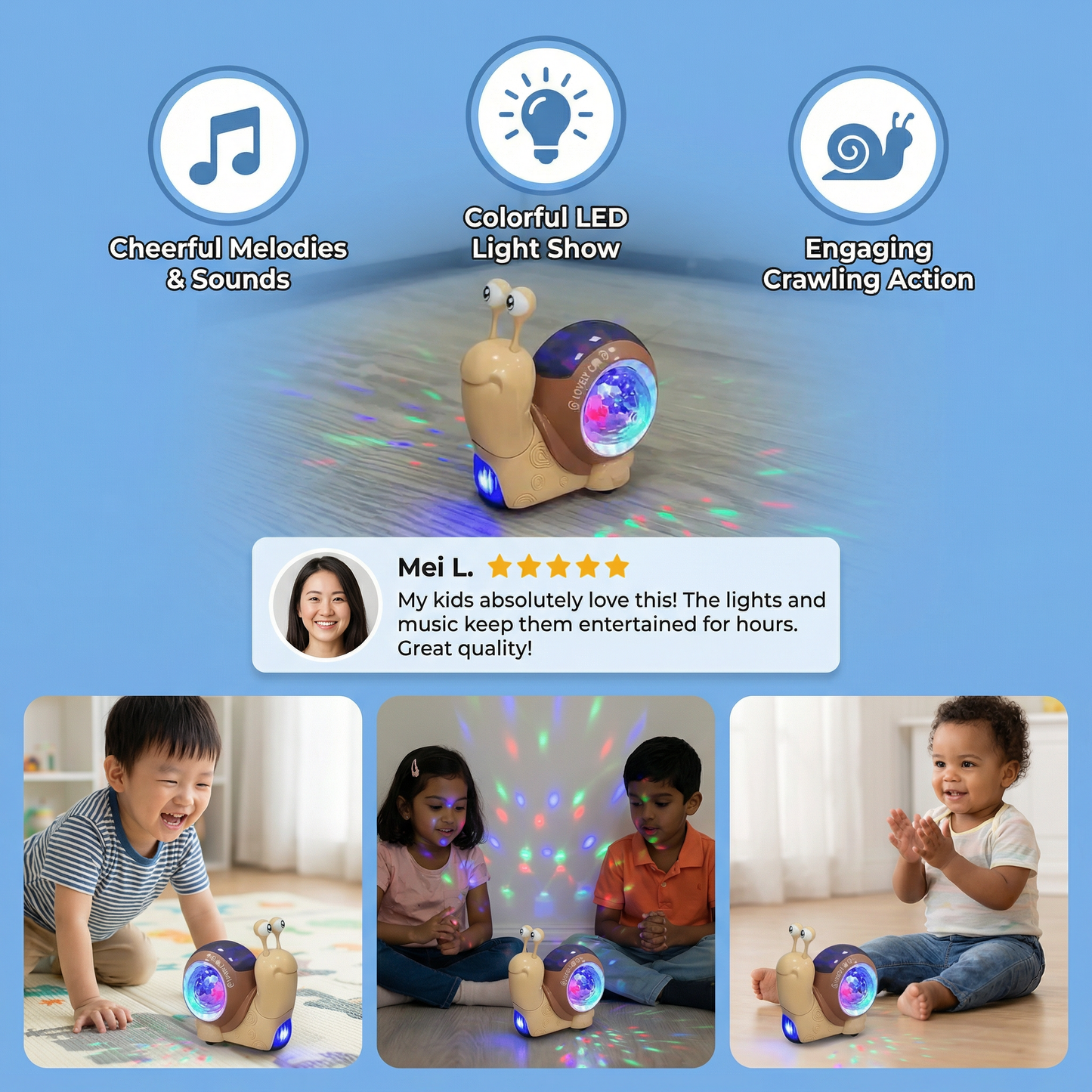 Glowing and Music Playing Snail Crawling Toy