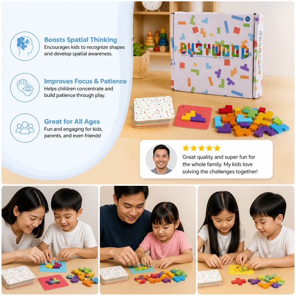 Wooden  Shape Matching Puzzle Family Game