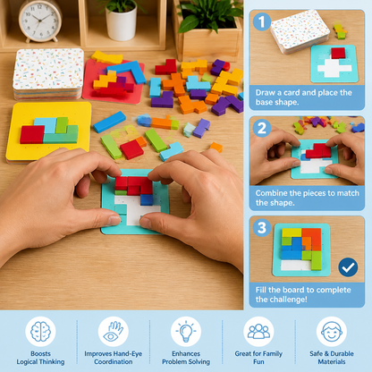 Wooden  Shape Matching Puzzle Family Game