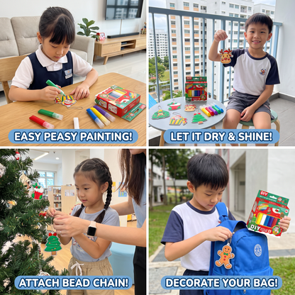 DIY Christmas No-Bake Glue Painting Ornament Craft Kit for Kids