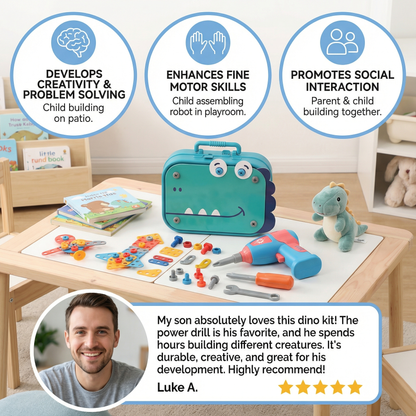 Handyman Building Set for Children in Cute Dino Design
