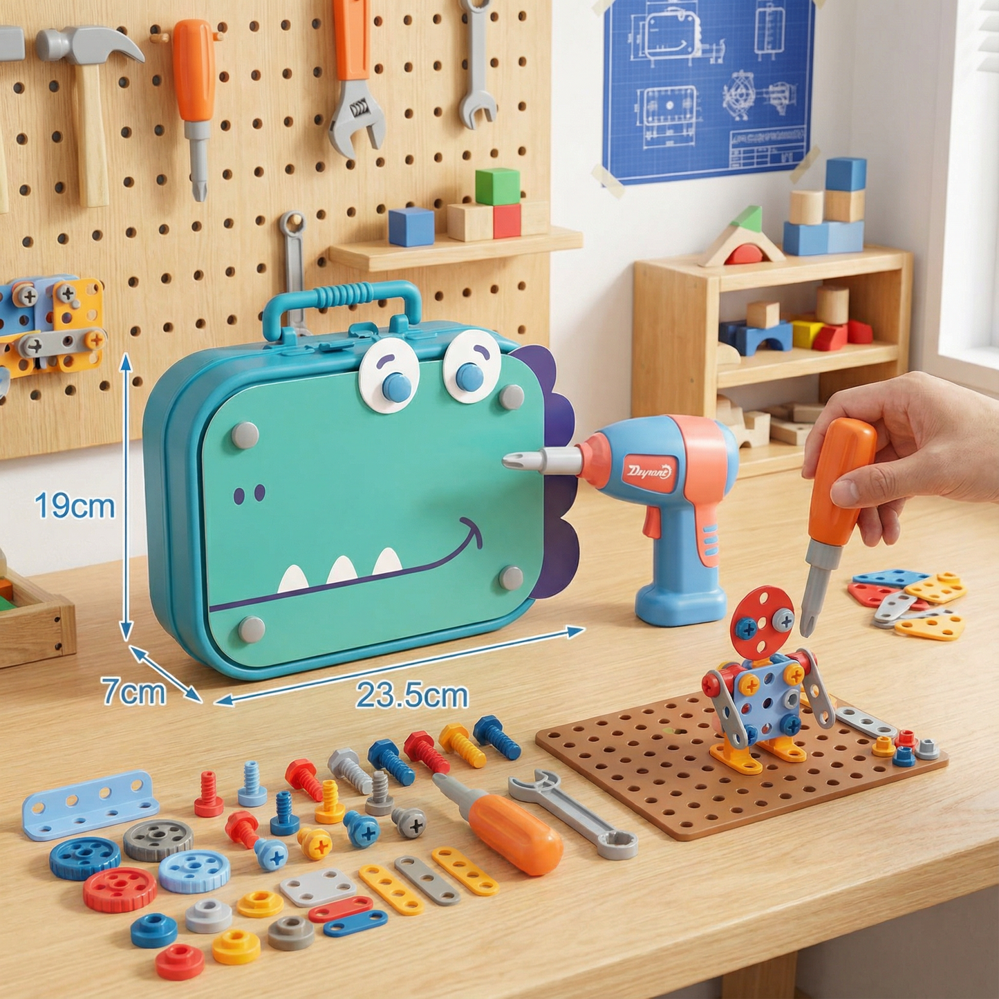 Handyman Building Set for Children in Cute Dino Design