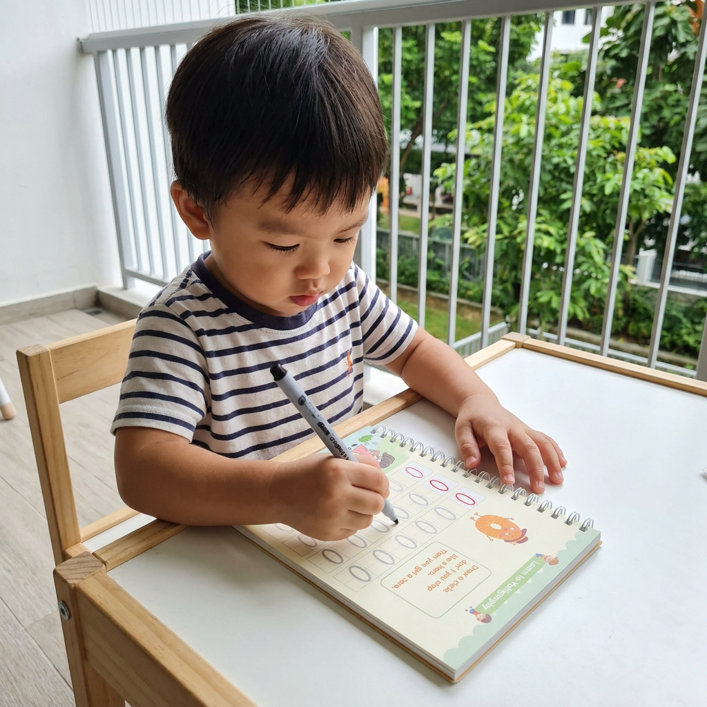Magic Reusable Grooved Handwriting Practice Books with Disappearing Ink Pens