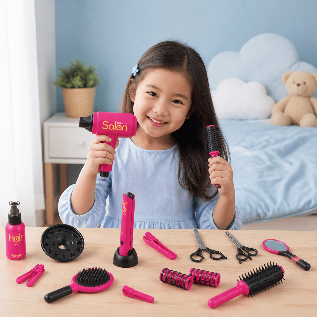14-Piece Kids Hair Styling Salon Pretend Play Set