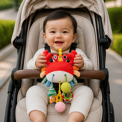 Crab Activity Toy with Pull Cord, Rattle & Teether for Babies