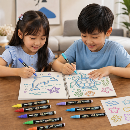 Outline Shimmer & Metallic Glitter Marker Set