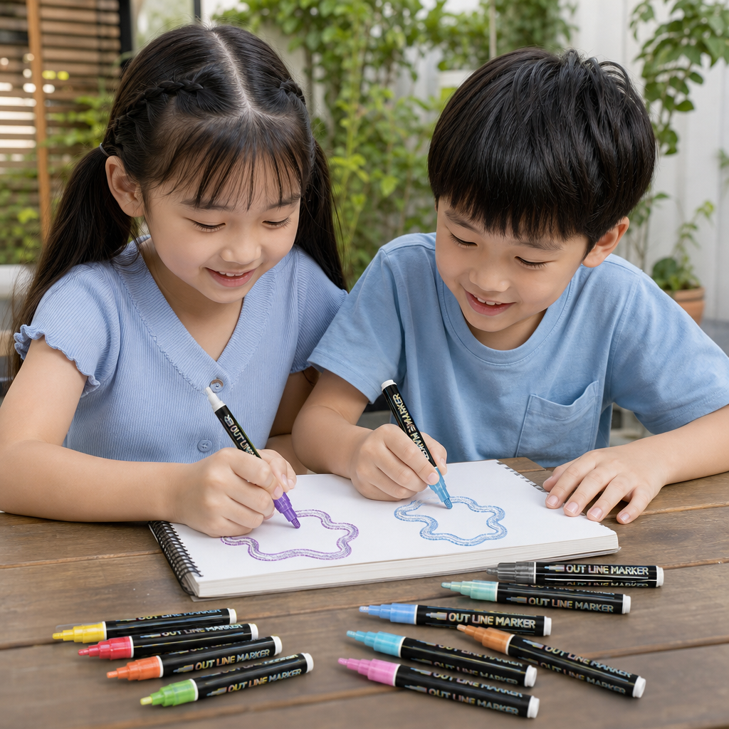 Outline Shimmer & Metallic Glitter Marker Set