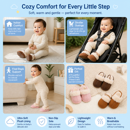 Fluffy Baby & Toddler Slippers with Soft Plush Lining and Non-Slip Soles