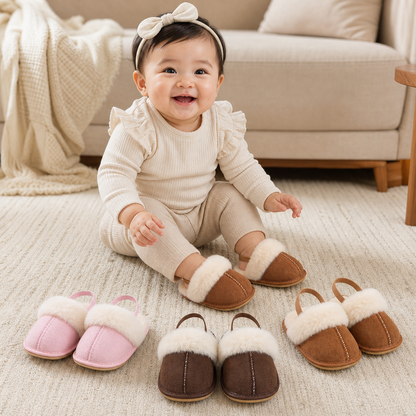 Fluffy Baby & Toddler Slippers with Soft Plush Lining and Non-Slip Soles