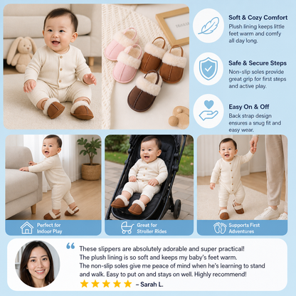 Fluffy Baby & Toddler Slippers with Soft Plush Lining and Non-Slip Soles