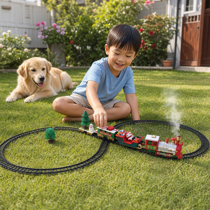 Kids’ Electric Train Set with Lights, Sounds & Steam Effects