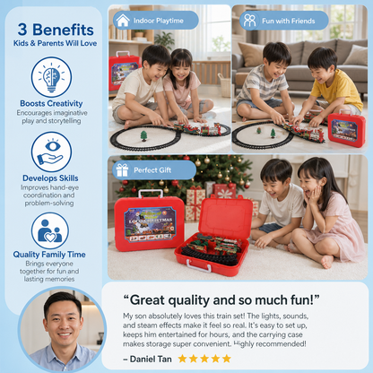 Kids’ Electric Train Set with Lights, Sounds & Steam Effects