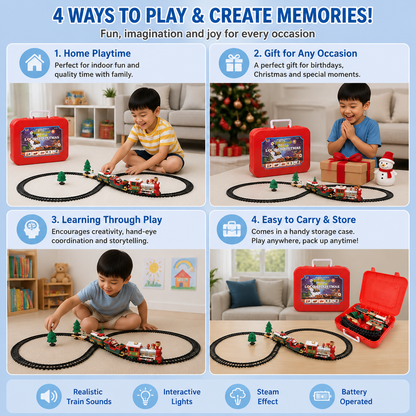 Kids’ Electric Train Set with Lights, Sounds & Steam Effects